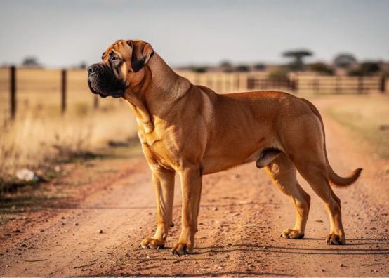 Riesiger Boerboel Rüde auf einer Farm in Südafrika