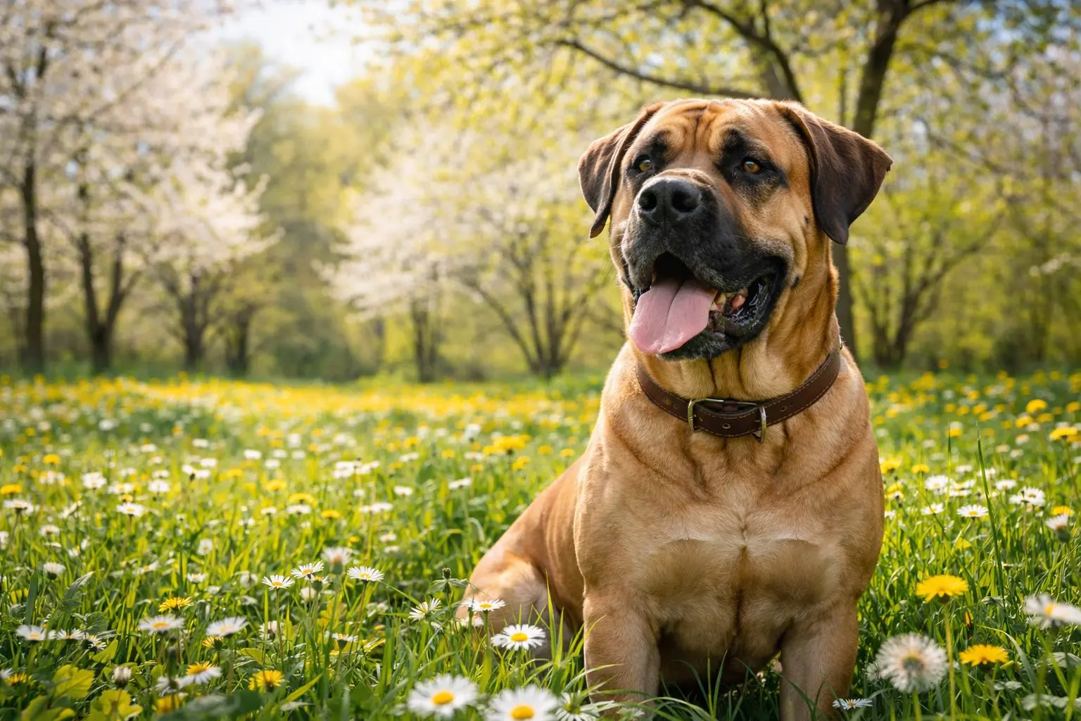 Boerboel im Frühling